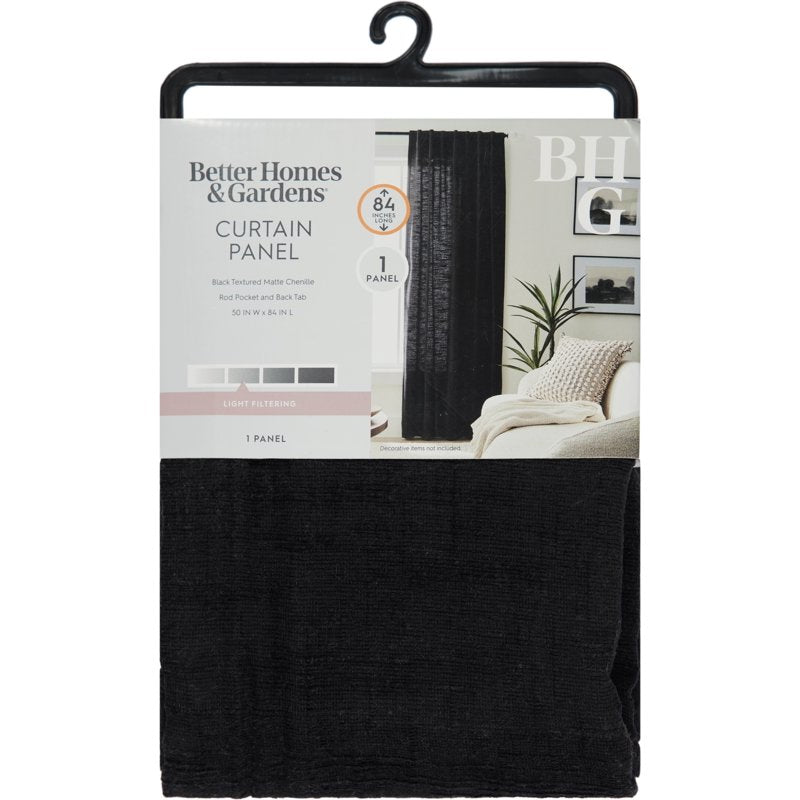 Textured Chenille Curtain Panel - Light Filtering Solid Window Treatment, 84 Inch Length