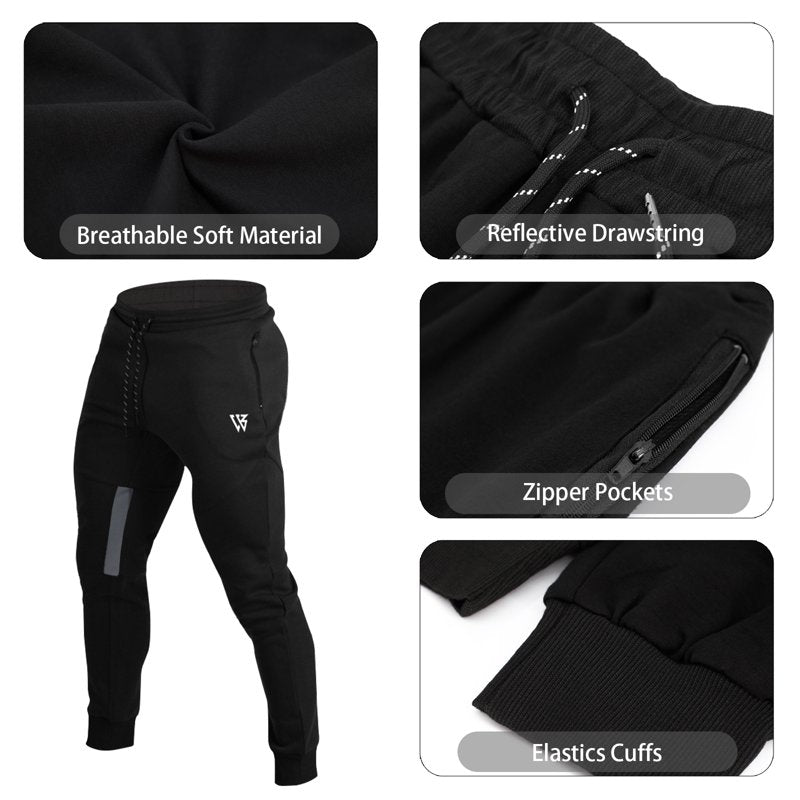 Men's Slim Tapered Workout Joggers with Breathable Fabric & Zipper Pockets