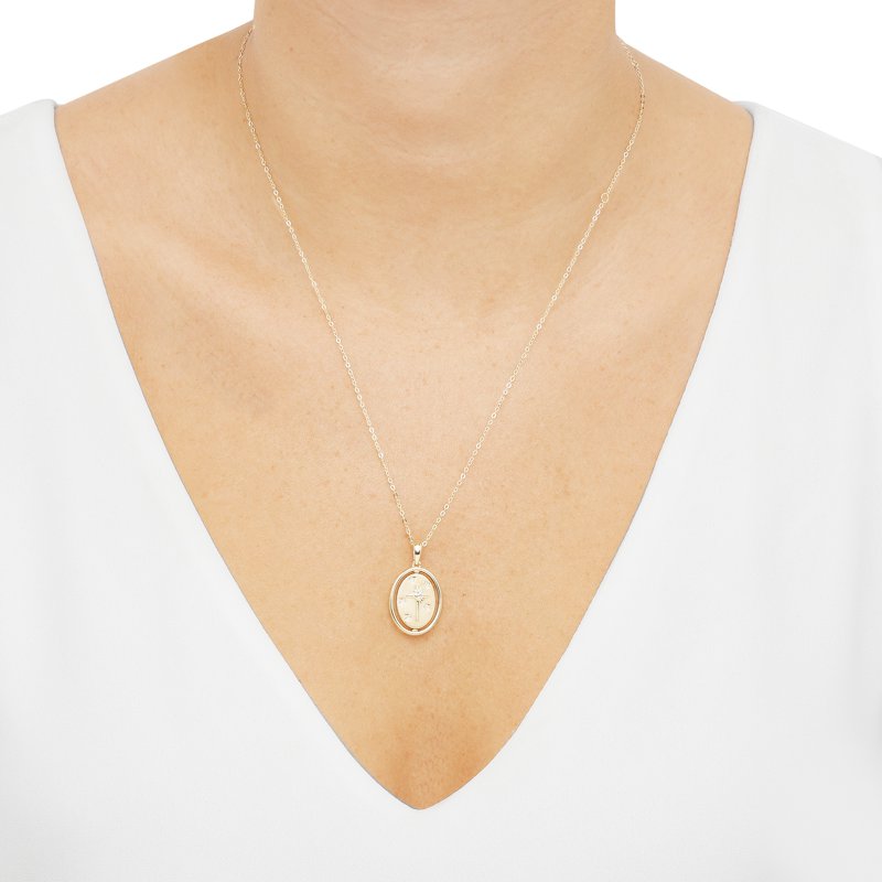 Sterling Silver and 14K Gold Plated Reversible Pendant Necklace, 20"