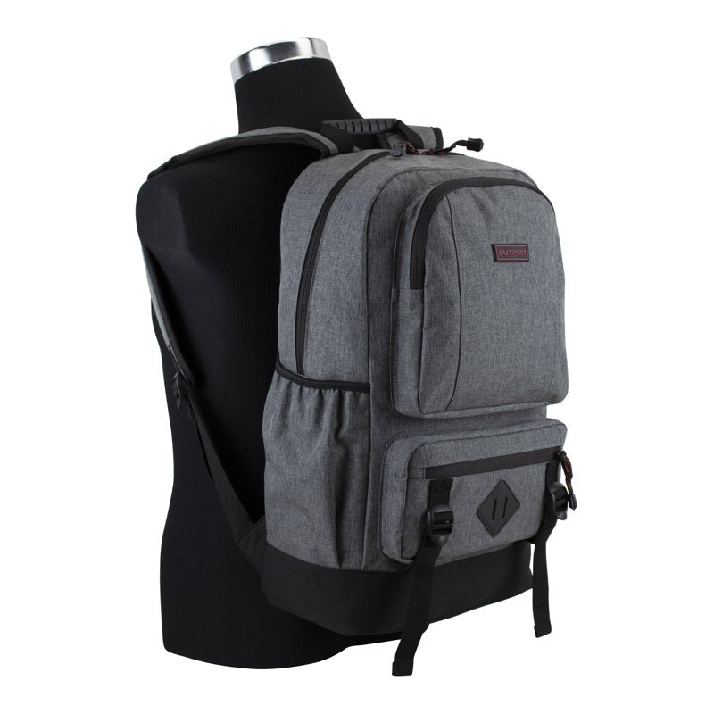 Unisex Laptop Backpack with Multiple Compartments and Water-Resistant Bottom - Dark Gray Heather