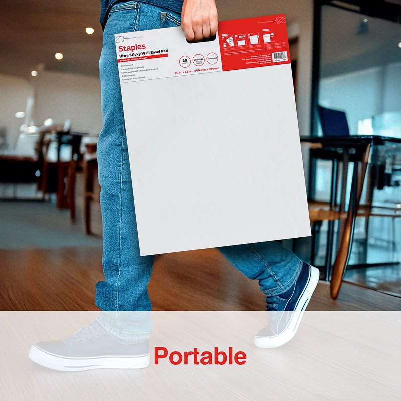 Sticky Wall Easel Pad 20 x 23 Inches - 20 Sheets, Repositionable for Brainstorming & Presentations
