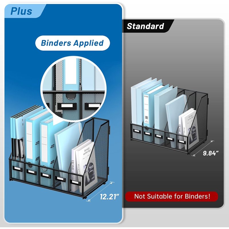 Desktop Organizer with 5 Vertical Compartments for Office & Home Storage