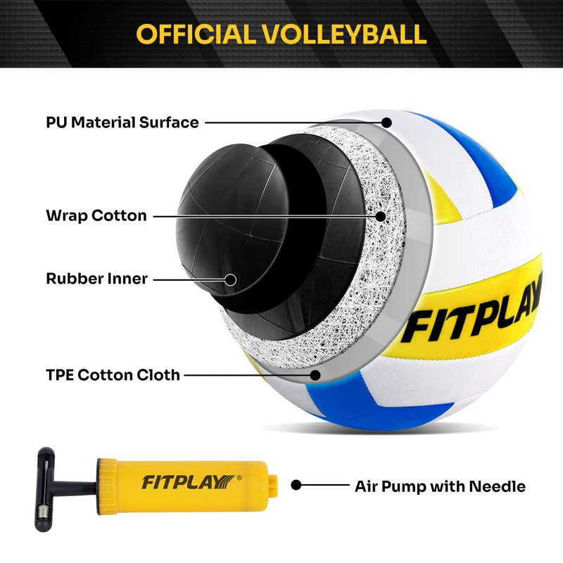 Portable Adjustable Four Square Volleyball Net Set for Beach Lawn Backyard