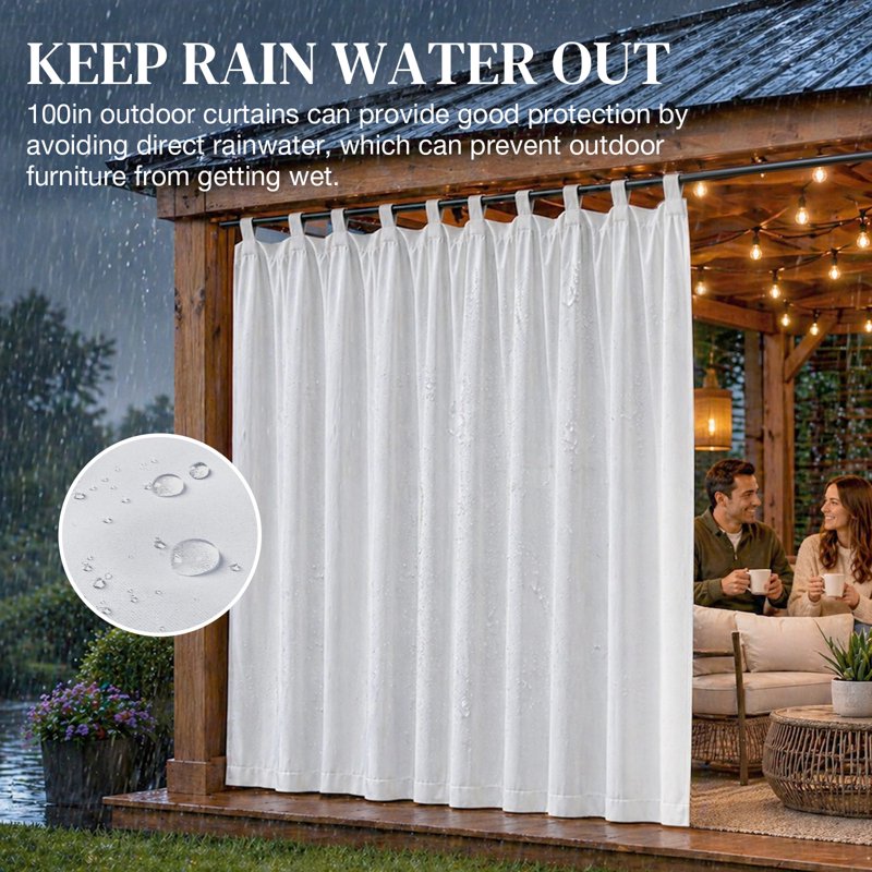 Outdoor Waterproof Curtain Panel for Patio – Blackout, Thermal Insulated, Extra Wide 100"x84"