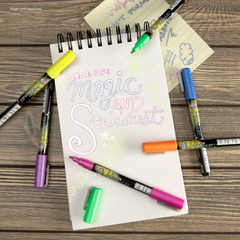 6-Piece Outline Marker Set - Vibrant Halo Hues for Art & Crafting