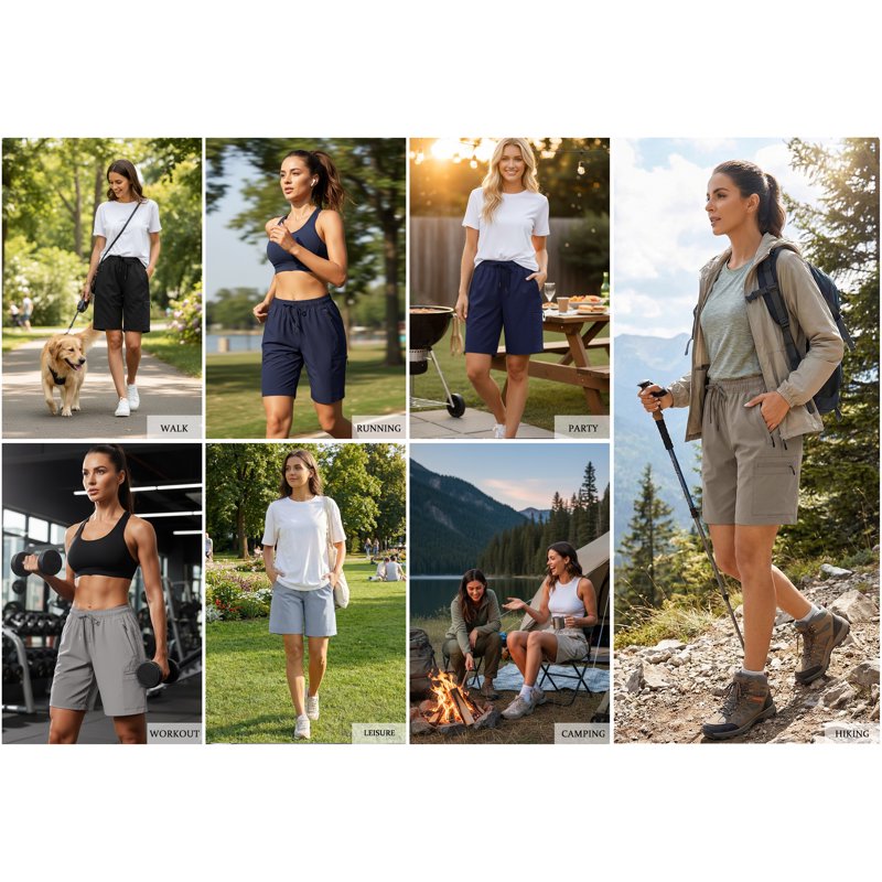 Women's Quick Dry Cargo Shorts for Hiking & Casual Summer Wear