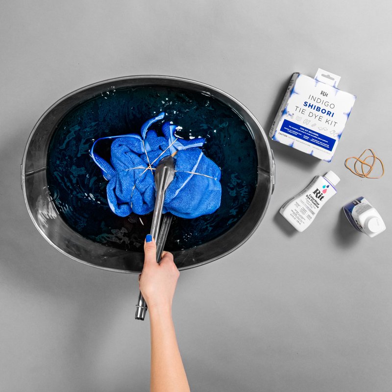 Indigo Shibori Tie Dye Kit with Dye Fixative - Fabric Art Craft Set