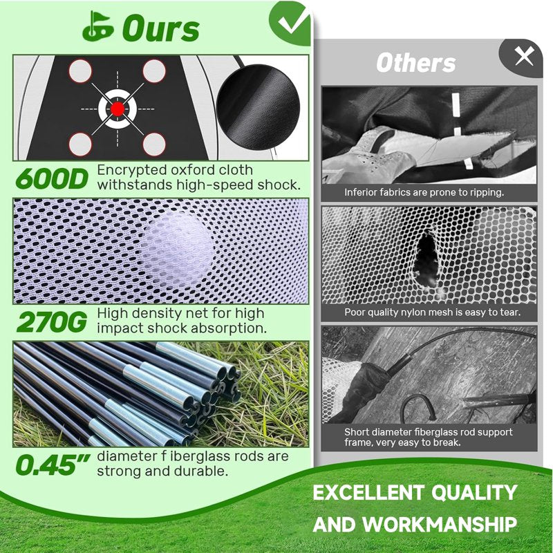 Golf Net with Practice Mat - 10x7ft Hitting Net for Backyard Driving, Chipping and Swing Training