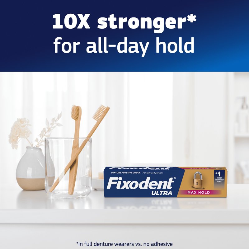 Denture Adhesive Cream - Max Hold Secure Fixodent 2.2 oz Dual Pack