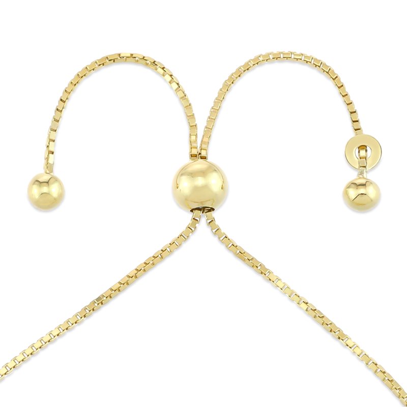 Women's 14K Gold Plated Sterling Silver Blue Topaz Tennis Bolo Bracelet - 9.7 Inches