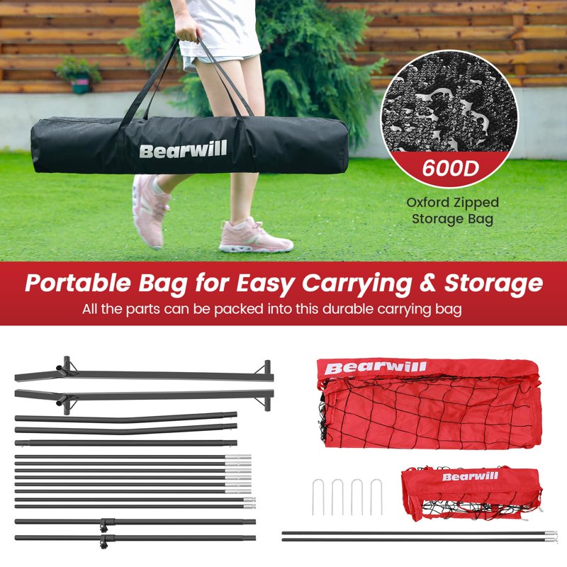 Adjustable Volleyball Practice Net System for Indoor Outdoor Training