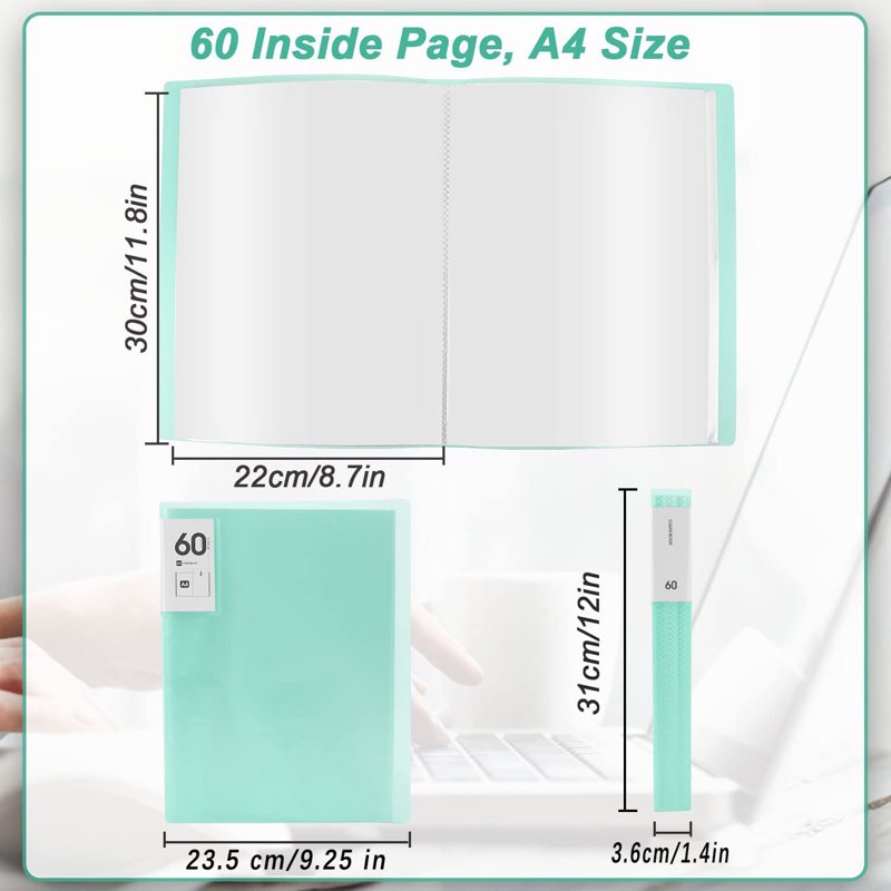 4-Piece A4 Presentation Book with 60 Clear Sheet Protectors Waterproof Folder