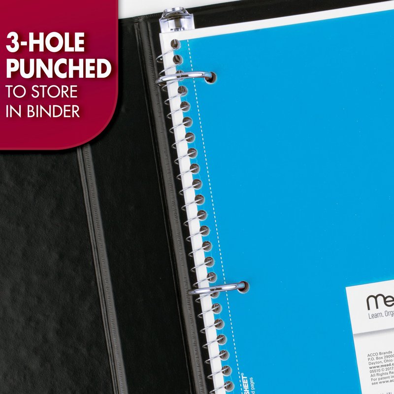 Mead 1 Subject Spiral Notebook Pack of 6 Wide Ruled, Durable 70 Sheets