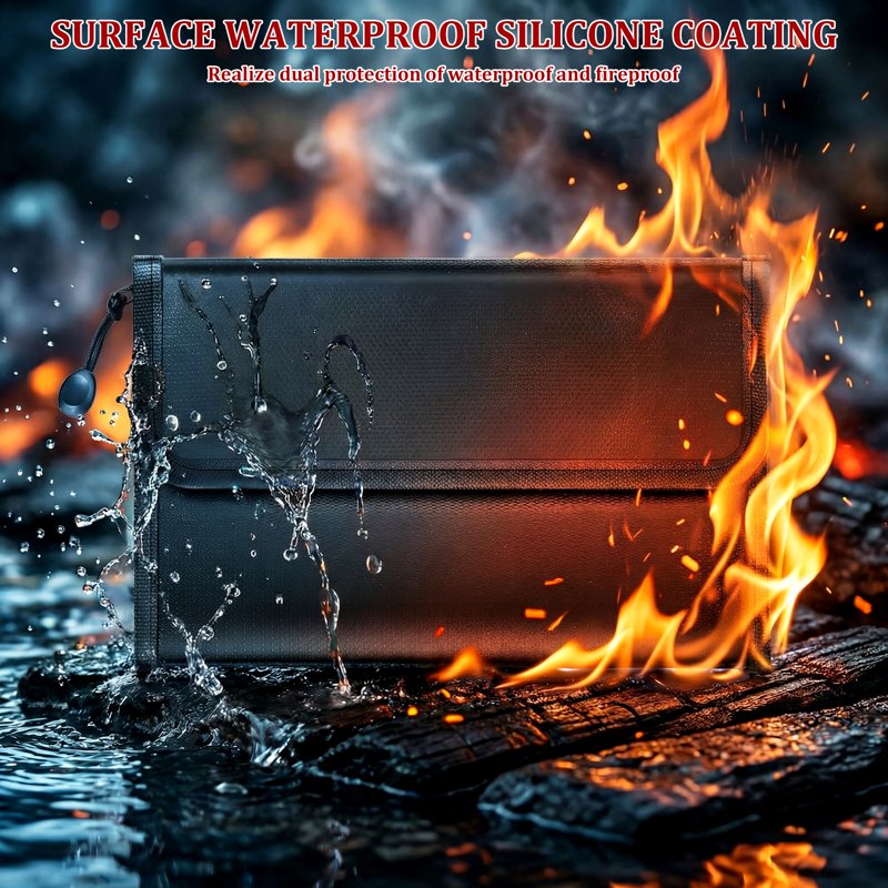 Fireproof Document Bag Set - Waterproof & Fire-Resistant Storage for Cash, Passports & Valuables, 2 Pieces