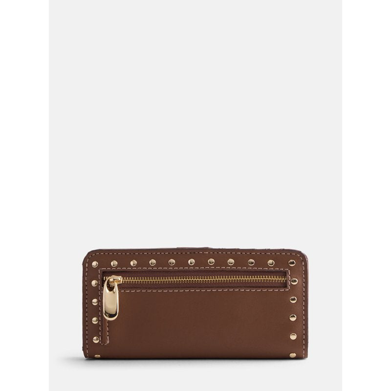 Slim Studded Wallet for Women with Card Slots and Snap Closure