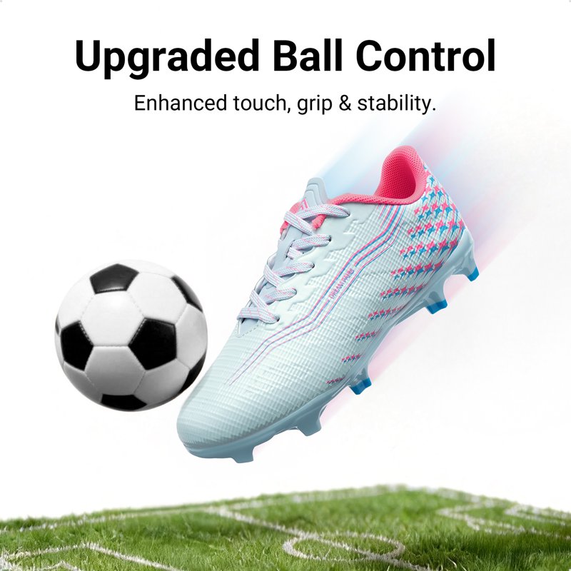 Dream Pairs Kids Soccer Cleats High-Speed Lightweight Football Shoes - Light Blue Pink, Variation 6