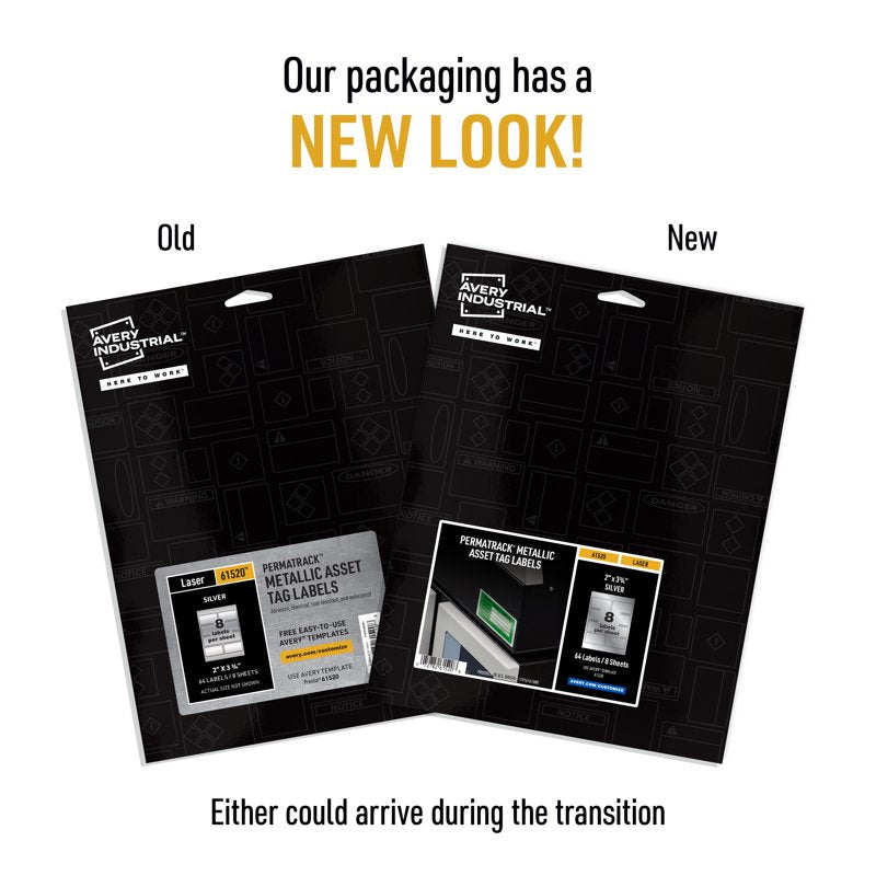 Metallic Asset Tag Labels 2 x 3-3/4 Inches Waterproof Barcode Labels for Assets