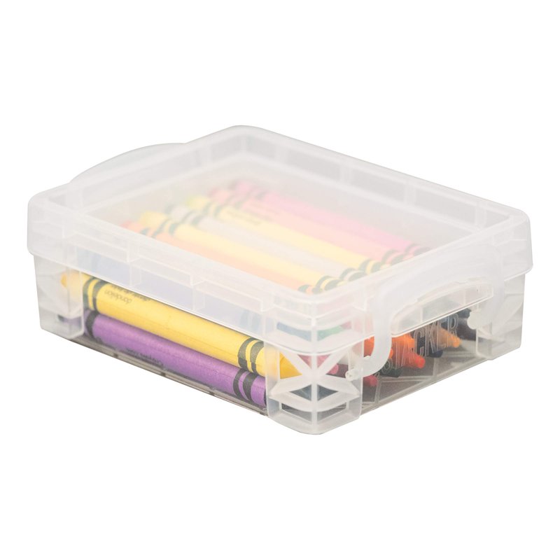 Stackable Crayon Box with Secure Lid - Clear Plastic Storage Organizer