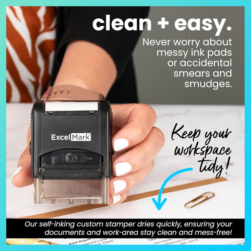 Self-Inking Rubber Stamp with Reversible Ink Pad - 9/16 x 1-1/2 Inch