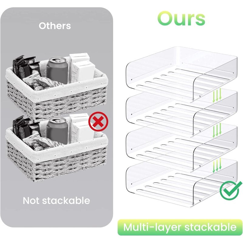Stackable Desk Paper Tray Set - A4 Clear PET Office Organizer for Files & Documents