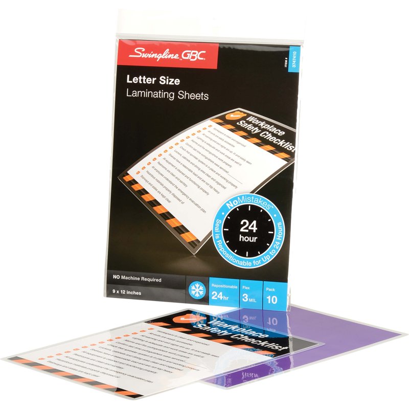 Self-Sealing Laminating Pouches 10 Pack - Clear Document Protection