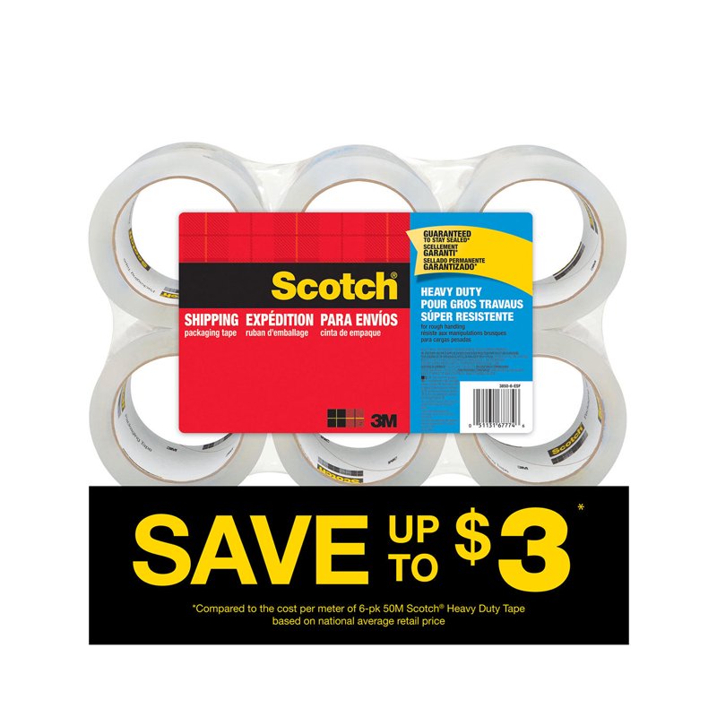 Heavy Duty Packaging Tape 8-Pack - Clear Strong Shipping Tape