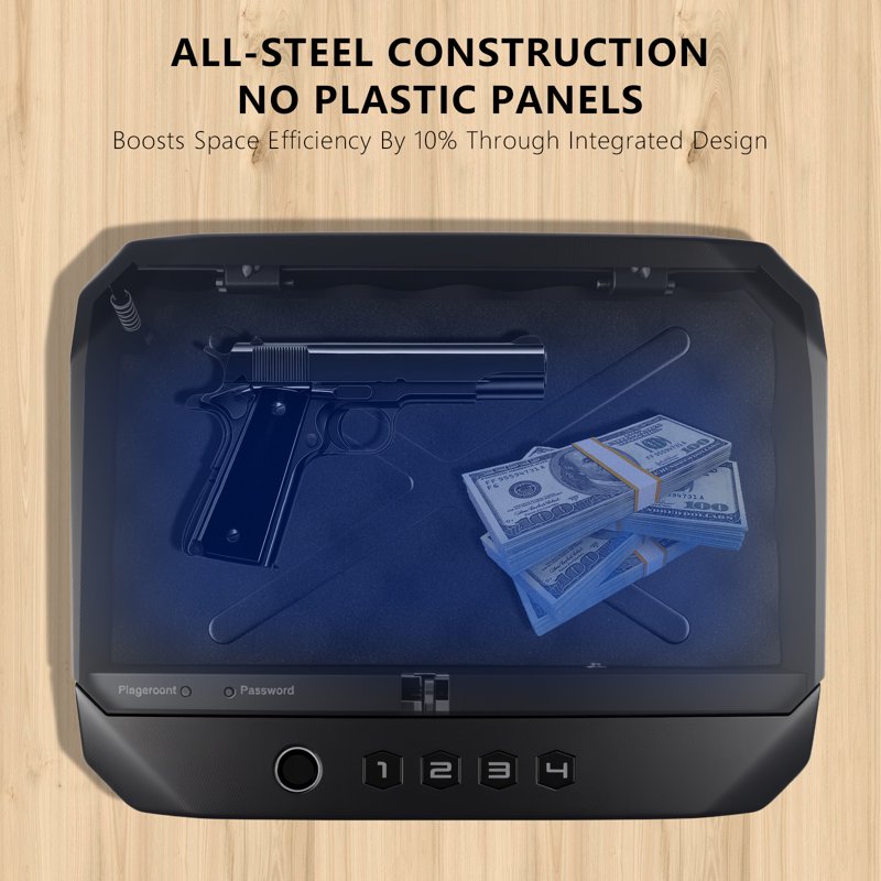 Biometric Fingerprint Gun Safe for Pistols & Valuables, 2-3 Revolvers Storage