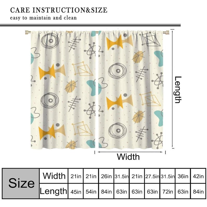 Retro 50s Atomic Style Curtains - Insulated Window Drapes for Bedroom & Living Room