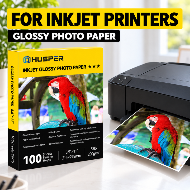 Inkjet Glossy Photo Paper 100 Sheets 8.5x11in 53lb/200gsm Instant Dry for Dye Ink Printers - Variation of THIS listing: 8.5"x11" 100 Sheets