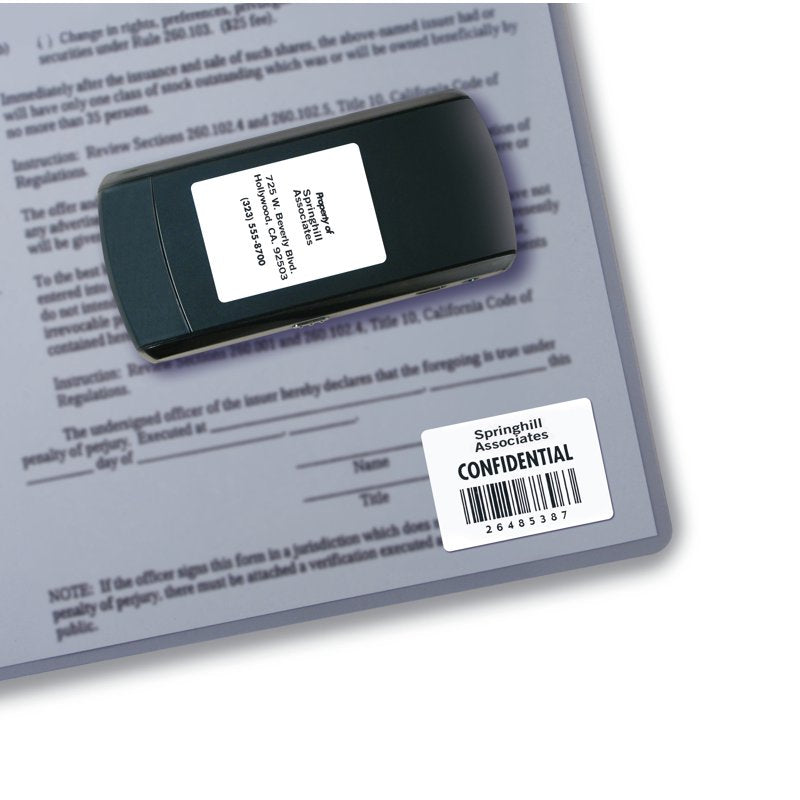 Durable ID Labels with Permanent Adhesive 1-1/4 x 1-3/4 Inch 1600 Pack