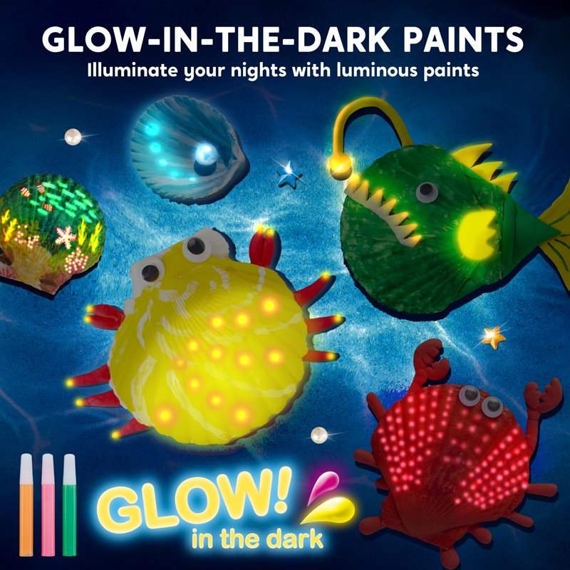 Glow in the Dark Sea Shell Painting Kit for Kids - Creative Art Set for Ages 4-12