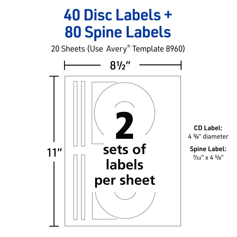 Full-Face CD Labels & Spine Labels Printable Label Set for Media Organization