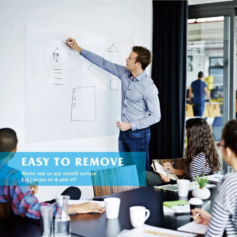 Self-Adhesive Whiteboard Wall Decal Sticker 17.7 x 78.7 Inches Dry Erase Message Board for Home Office