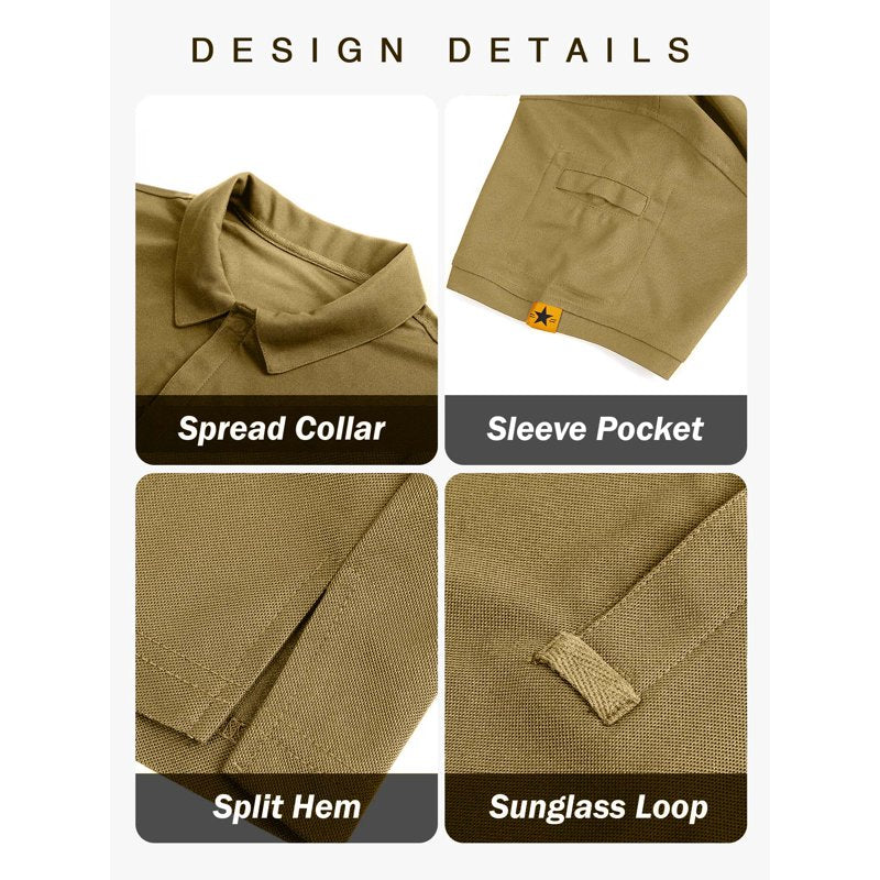 SPEEDRUN 5-Pack Men’s Polo Shirts Short Sleeve Moisture-Wicking Casual Collared 3XL – Green Blue Khaki Black Gray