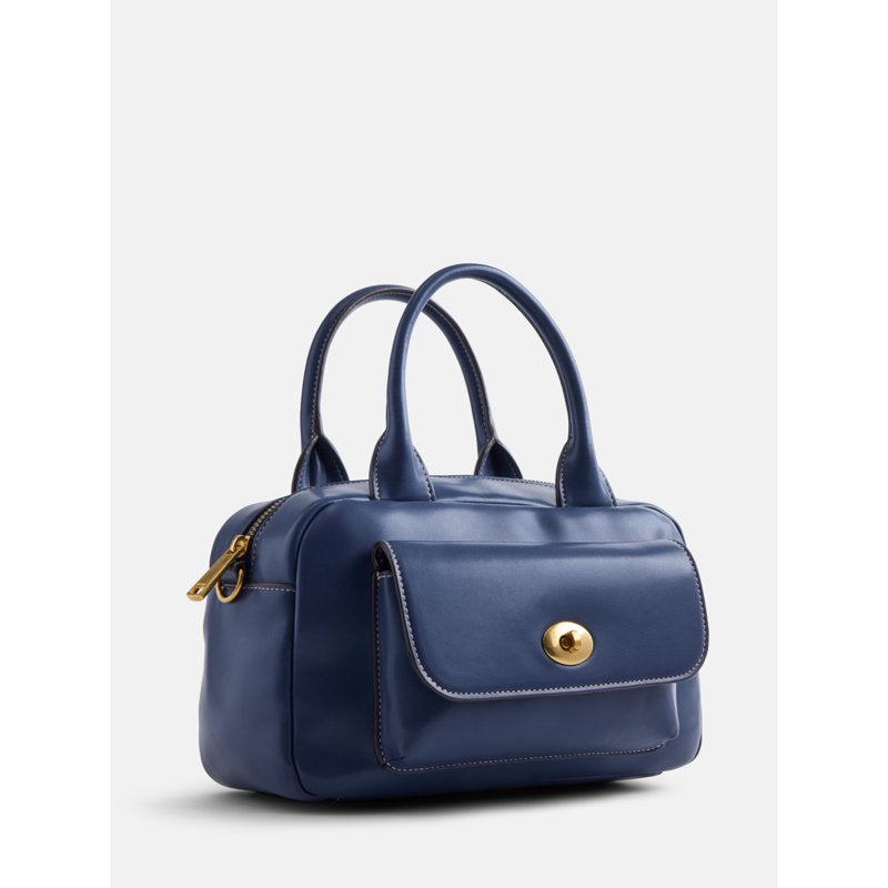 Women's Faux Leather Satchel Handbag - Structured Purse with Removable Strap