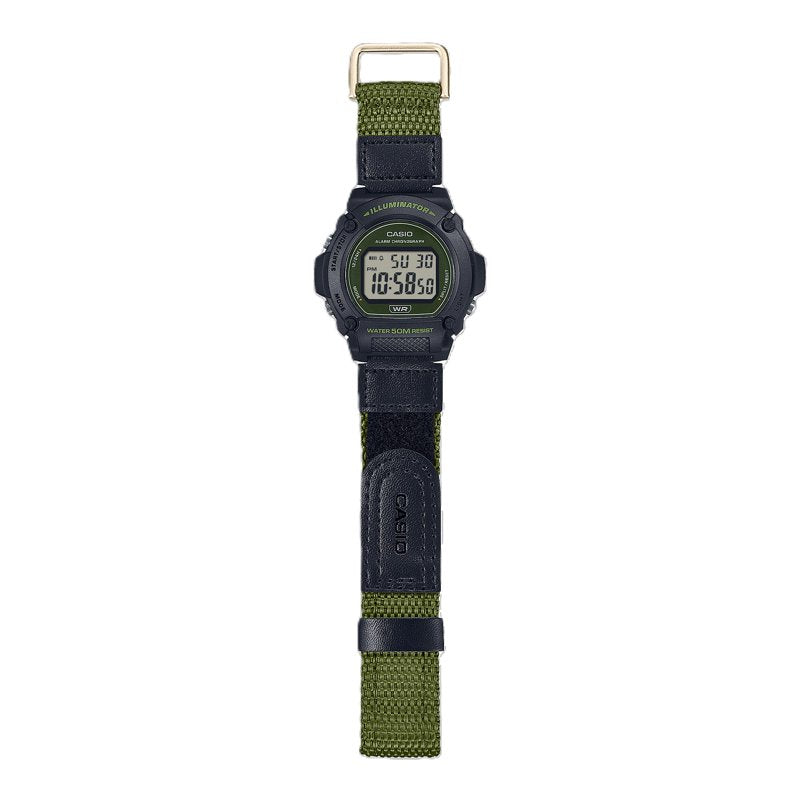 Men's Digital Watch with Cloth Band and LED Backlight - Green & Khaki Variants
