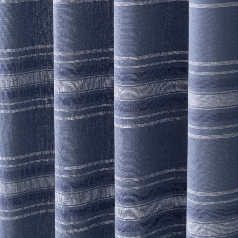 Indoor Light Filtering Tier Set - Ruffle Stripe 36 Inches Poseidon Blue