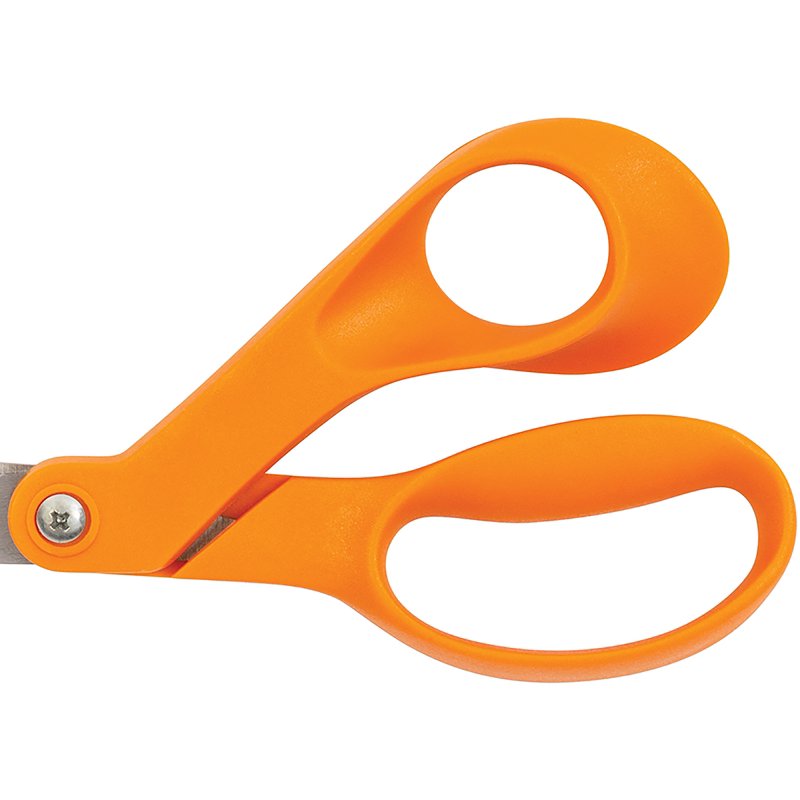 Bent Scissors, 7" Precision Ground Stainless Steel - Orange Handle