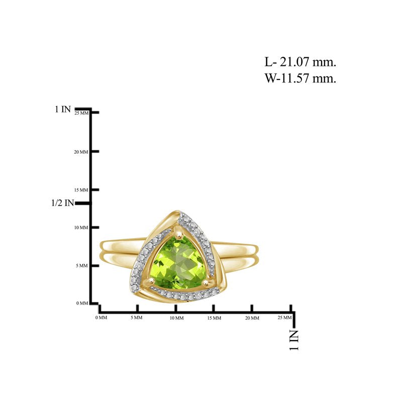 2 Carat Peridot and White Diamond Accent Gold Over Silver Ring - Hypoallergenic Jewelry