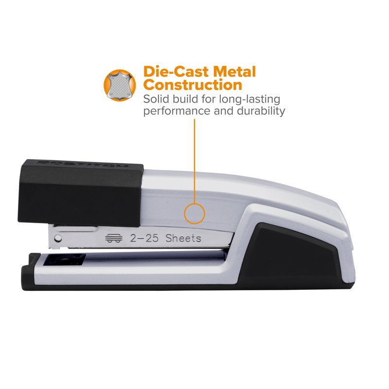 Premium 25-Sheet Capacity Stapler with No-Jam Technology, Silver Office Tool