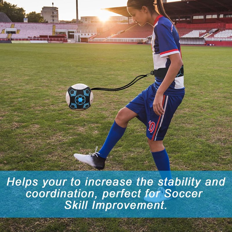 Plutput Blue+Black Solo Soccer Kick Trainer — Hands-Free Football/Soccer Training Aid