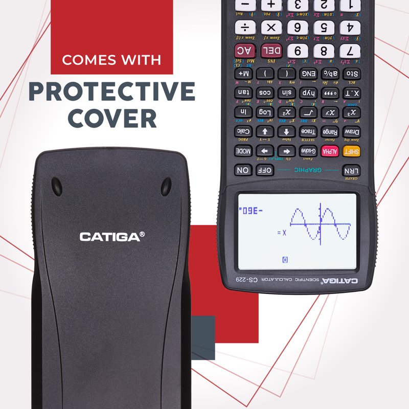 Scientific Graphing Calculator with Graphic Functions - Black, Pink, Solar, White Options