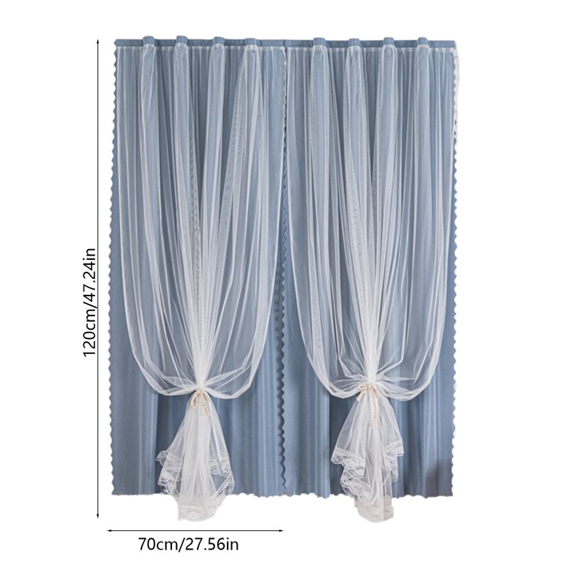 Double Layer Blackout Curtains Set of 2 with Sheer Overlay - Room Darkening, Thermal Insulated, Grommet Top, 47x54 Inches - Sky Blue
