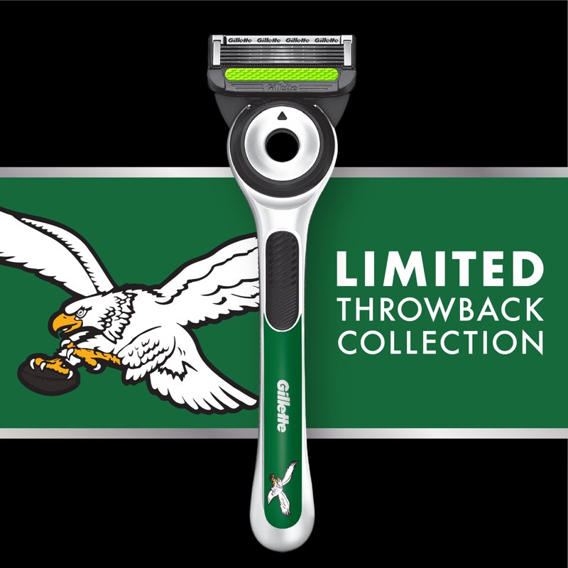 GilletteLabs Philadelphia Eagles Razor with Exfoliating Bar, 1 Handle + 4 Refills