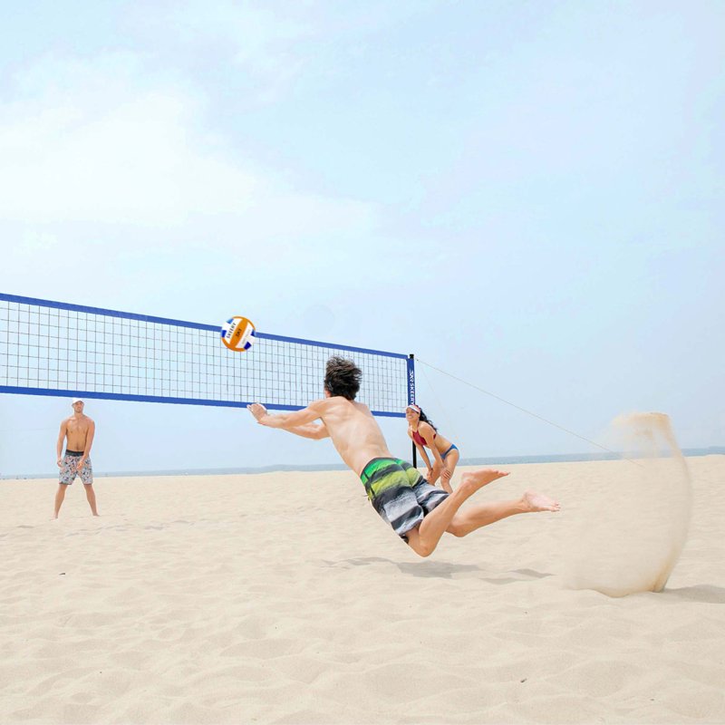 Heavy Duty Outdoor Volleyball Net Set with Aluminum Poles & Adjustable Height