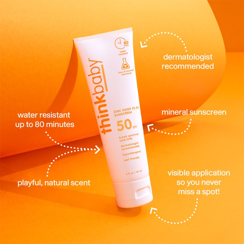 Mineral Sunscreen SPF 50+ Water Resistant Baby Sunblock 3oz - Zinc Oxide