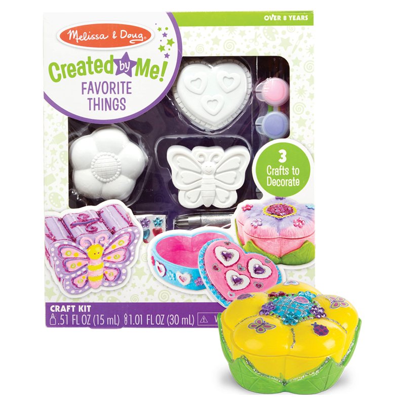 Kids Craft Kit Set with Treasure Boxes, Butterfly Bank & Art Supplies