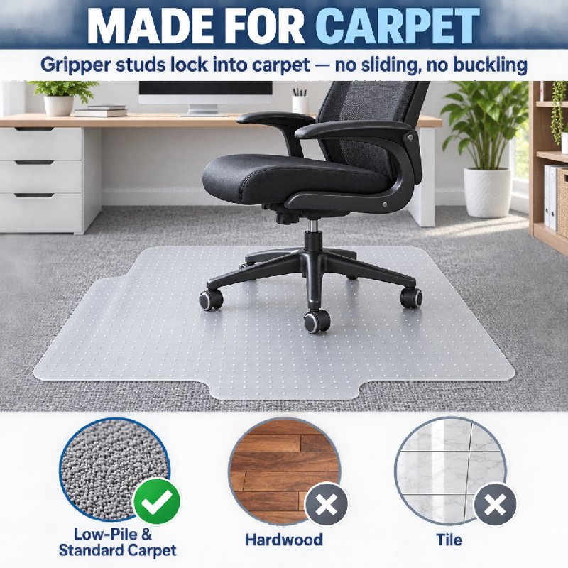 Clear PVC Office Chair Mat for Carpet 36x48 Inch Floor Protector