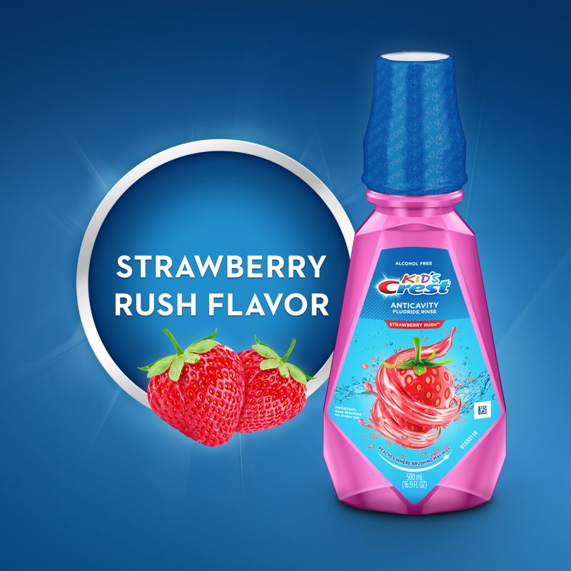 Kids Fluoride Mouthwash with Strawberry Flavor - Alcohol-Free, 2 Pack