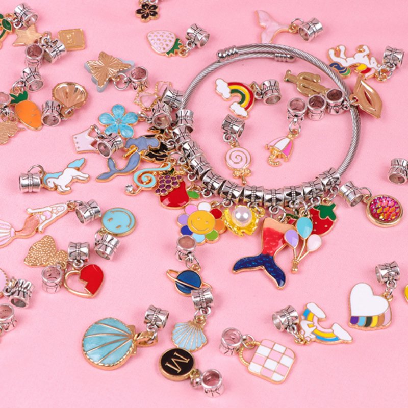 Jewelry Making Kit with Charms Beads and Bracelets - Kids DIY Craft Set
